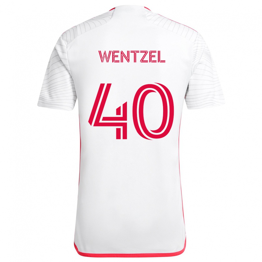 Kandiny Niño Camiseta Michael Wentzel #40 Blanco Rojo 2ª Equipación 2024/25 La Camisa