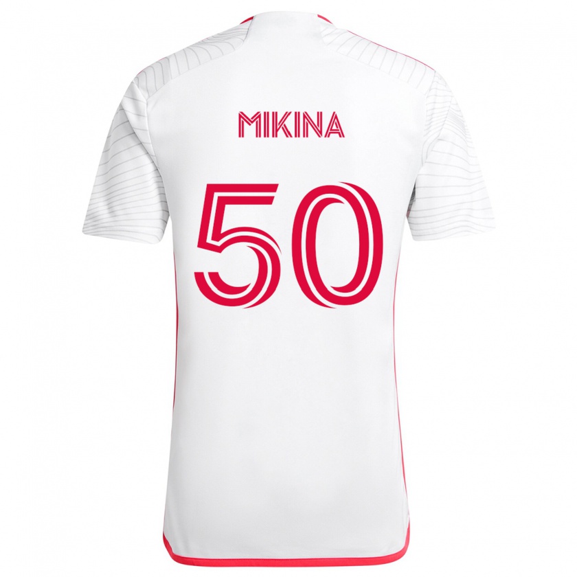 Kandiny Niño Camiseta Gabriel Mikina #50 Blanco Rojo 2ª Equipación 2024/25 La Camisa México