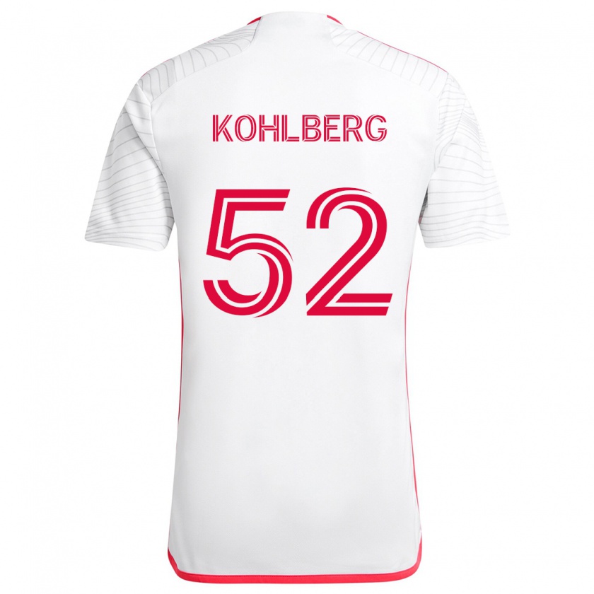 Kandiny Niño Camiseta Andrew Kohlberg #52 Blanco Rojo 2ª Equipación 2024/25 La Camisa