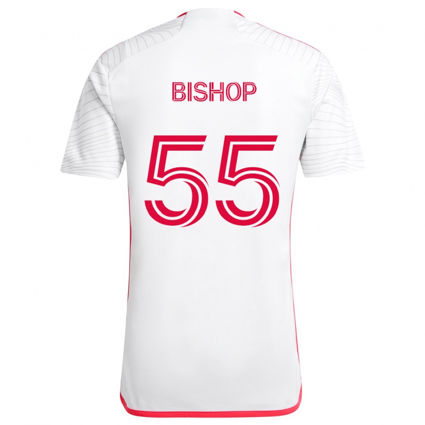 Kandiny Niño Camiseta Nick Bishop #55 Blanco Rojo 2ª Equipación 2024/25 La Camisa