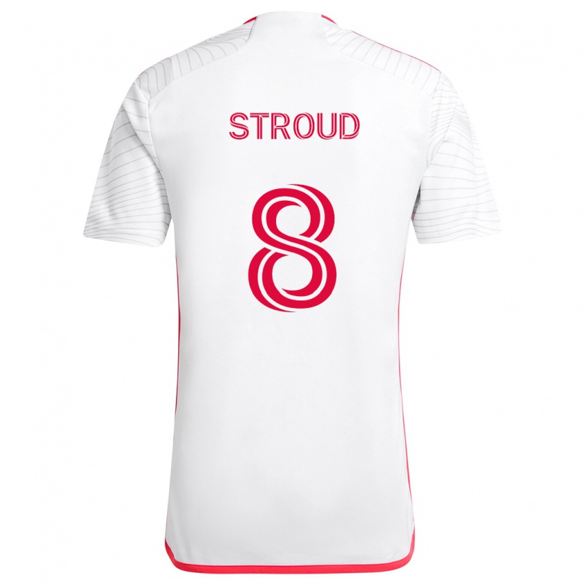 Kandiny Bambino Maglia Jared Stroud #8 Bianco Rosso Kit Gara Away 2024/25 Maglietta