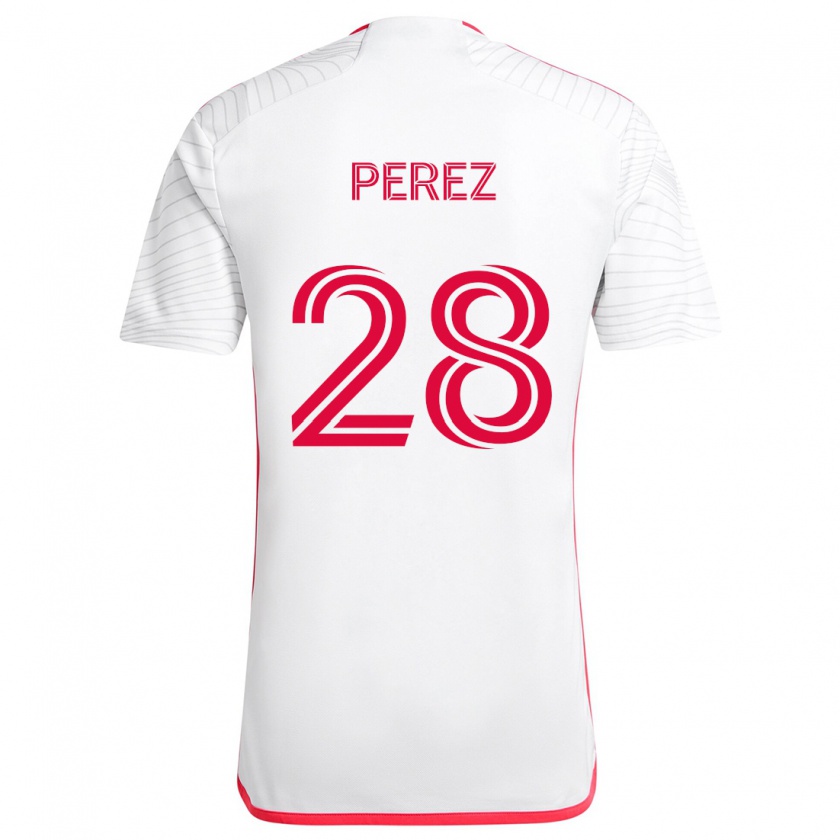 Kandiny Kinderen Miguel Perez #28 Wit Rood Uitshirt Uittenue 2024/25 T-Shirt België