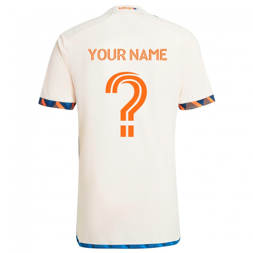 Kandiny Niño Camiseta Su Nombre #0 Blanco Naranja 2ª Equipación 2024/25 La Camisa