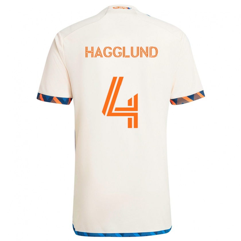 Kandiny Bambino Maglia Nick Hagglund #4 Bianco Arancione Kit Gara Away 2024/25 Maglietta