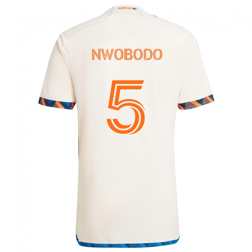 Kandiny Niño Camiseta Obinna Nwobodo #5 Blanco Naranja 2ª Equipación 2024/25 La Camisa