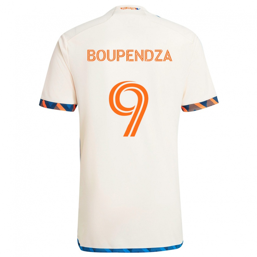 Kandiny Niño Camiseta Aaron Boupendza #9 Blanco Naranja 2ª Equipación 2024/25 La Camisa