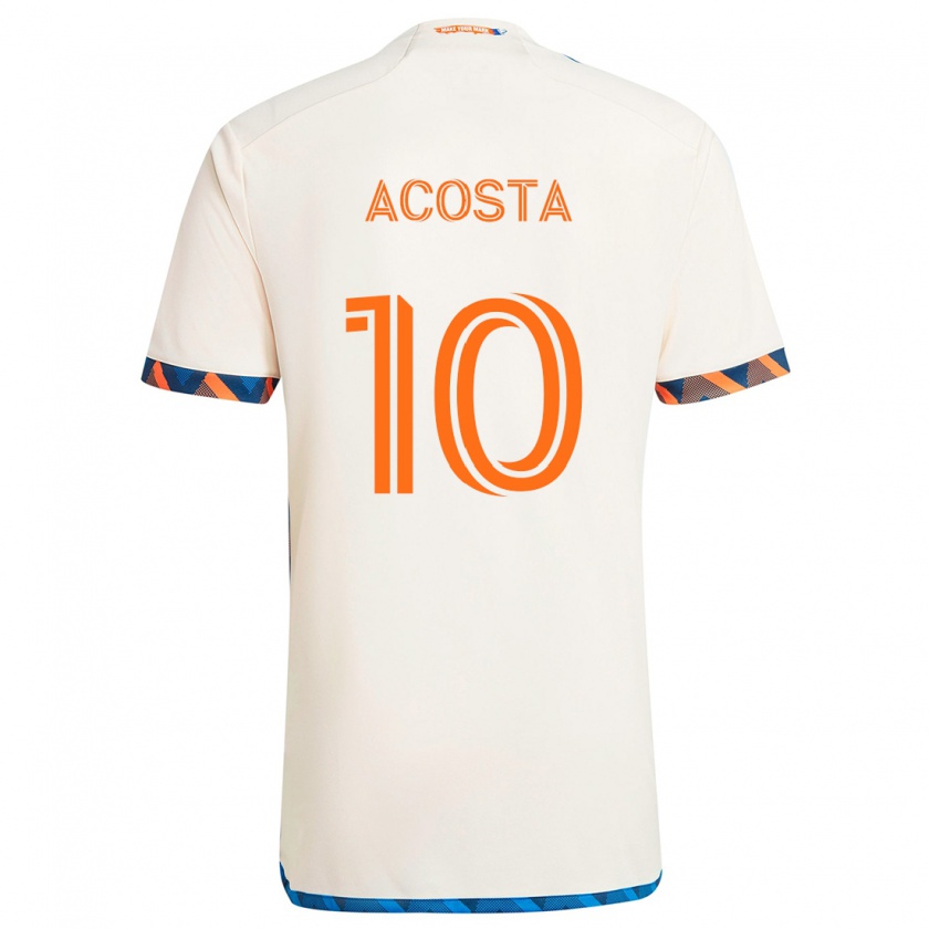 Kandiny Niño Camiseta Luciano Acosta #10 Blanco Naranja 2ª Equipación 2024/25 La Camisa