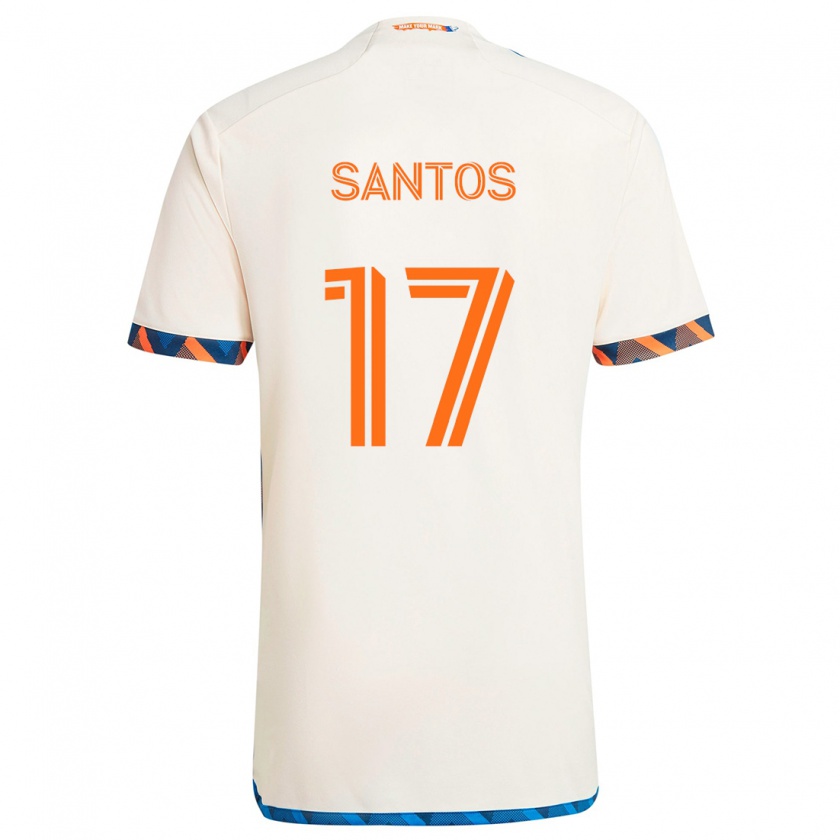 Kandiny Bambino Maglia Sergio Santos #17 Bianco Arancione Kit Gara Away 2024/25 Maglietta