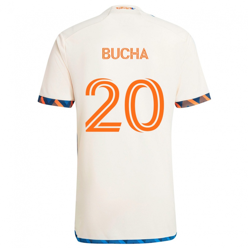 Kandiny Niño Camiseta Pavel Bucha #20 Blanco Naranja 2ª Equipación 2024/25 La Camisa