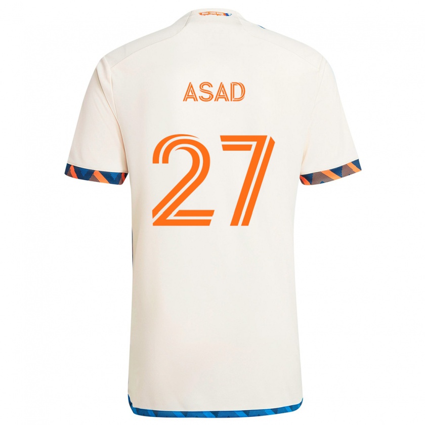 Kandiny Bambino Maglia Yamil Asad #27 Bianco Arancione Kit Gara Away 2024/25 Maglietta