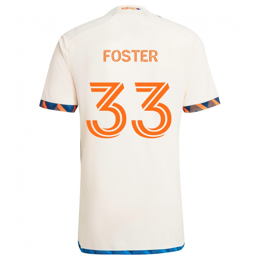 Kandiny Kinderen Isaiah Foster #33 Wit Oranje Uitshirt Uittenue 2024/25 T-Shirt