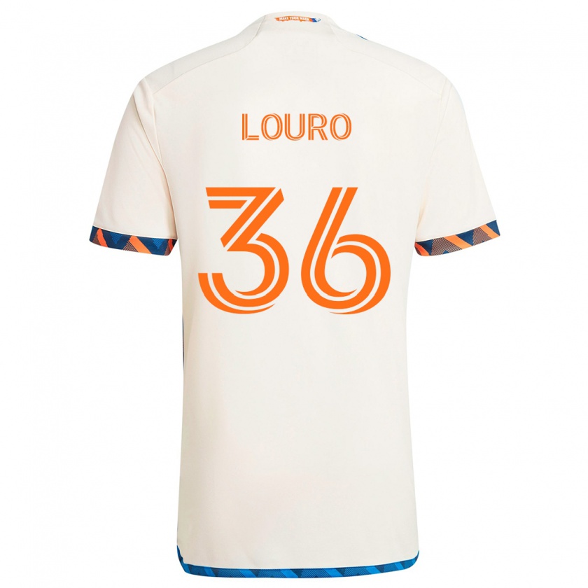 Kandiny Niño Camiseta Evan Louro #36 Blanco Naranja 2ª Equipación 2024/25 La Camisa