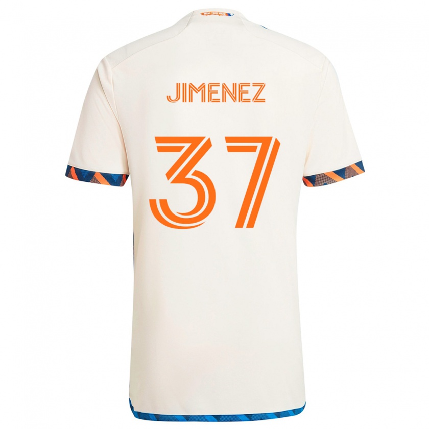 Kandiny Niño Camiseta Stiven Jimenez #37 Blanco Naranja 2ª Equipación 2024/25 La Camisa