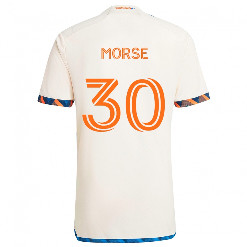 Kandiny Bambino Maglia Hunter Morse #30 Bianco Arancione Kit Gara Away 2024/25 Maglietta