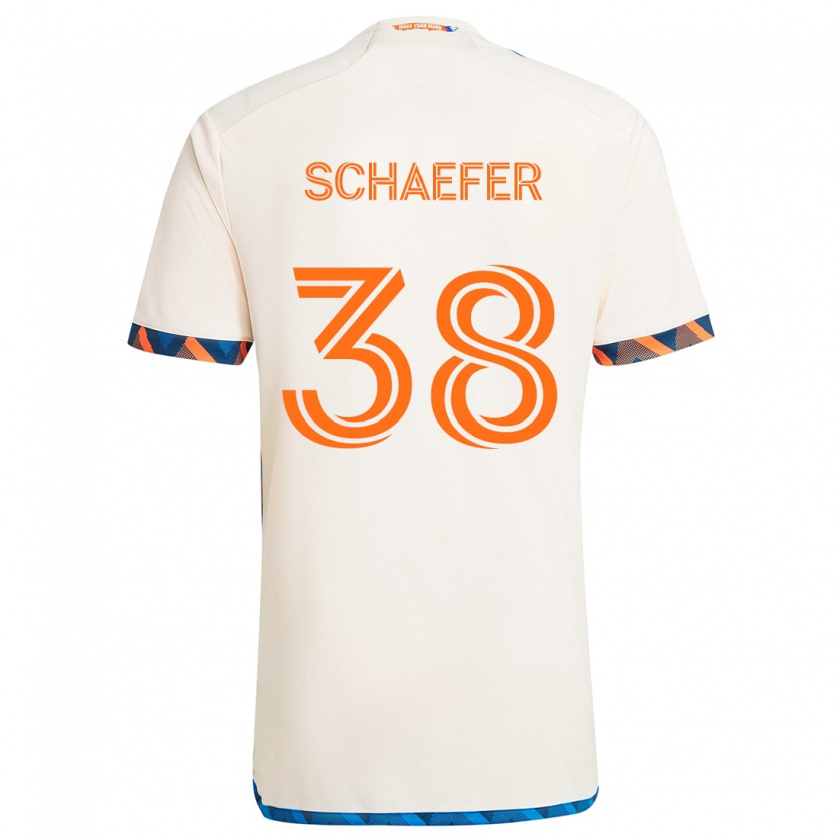 Kandiny Niño Camiseta Brian Schaefer #38 Blanco Naranja 2ª Equipación 2024/25 La Camisa