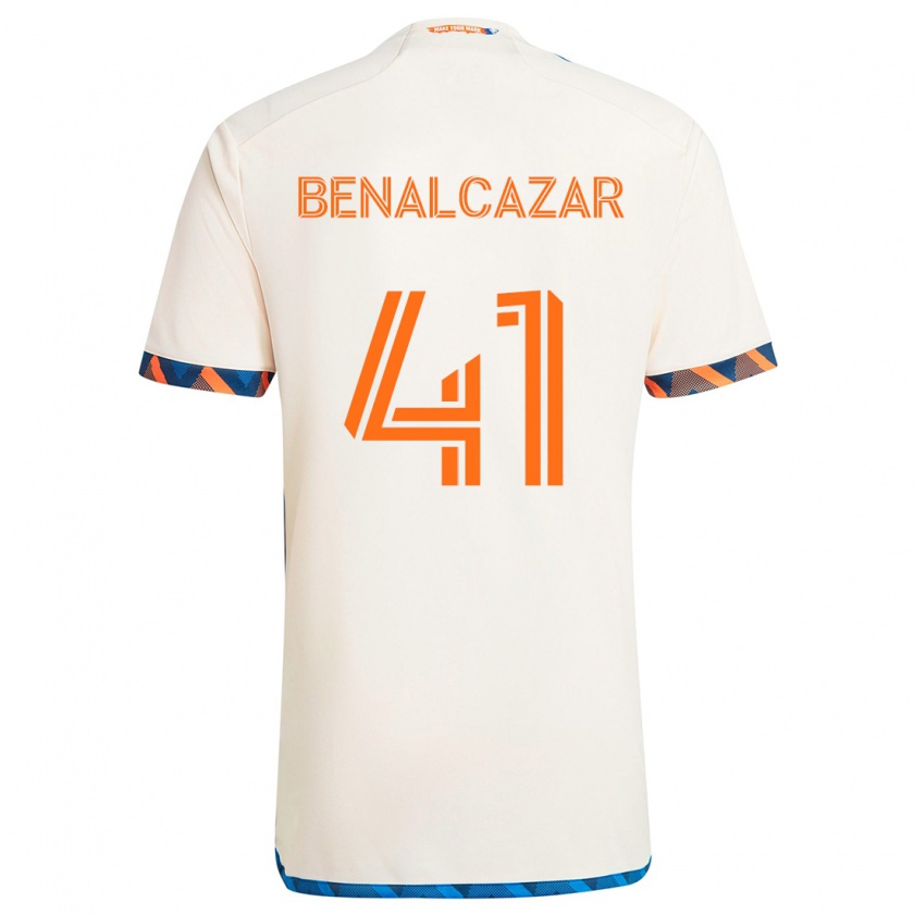 Kandiny Niño Camiseta Nico Benalcázar #41 Blanco Naranja 2ª Equipación 2024/25 La Camisa