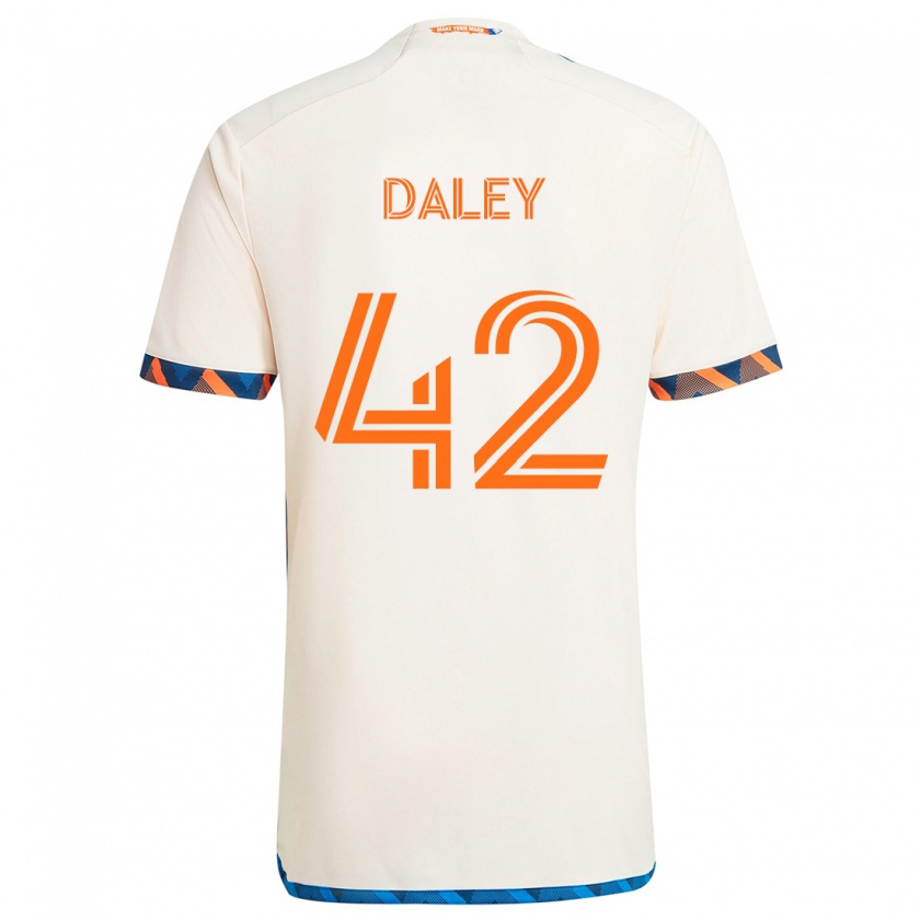 Kandiny Bambino Maglia Amir Daley #42 Bianco Arancione Kit Gara Away 2024/25 Maglietta