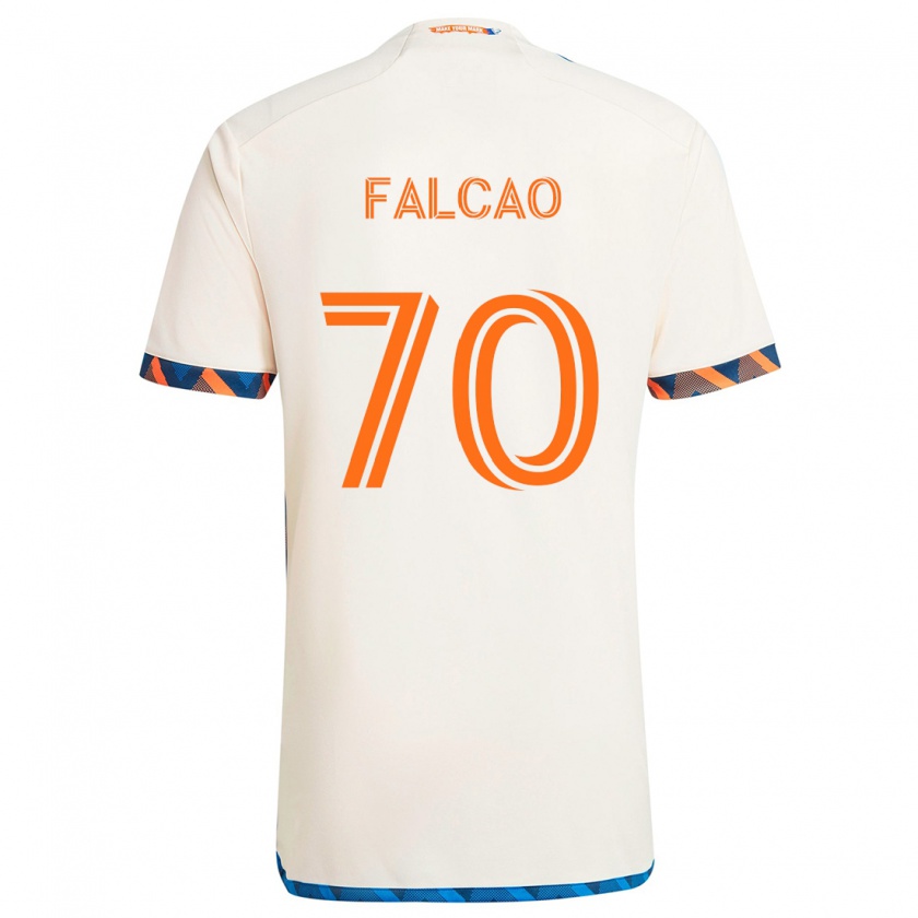 Kandiny Niño Camiseta Kiano Falcao #70 Blanco Naranja 2ª Equipación 2024/25 La Camisa