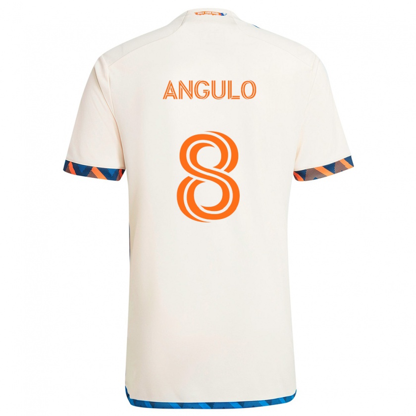 Kandiny Niño Camiseta Marco Angulo #8 Blanco Naranja 2ª Equipación 2024/25 La Camisa