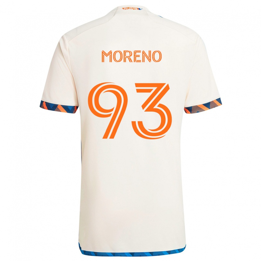 Kandiny Niño Camiseta Júnior Moreno #93 Blanco Naranja 2ª Equipación 2024/25 La Camisa