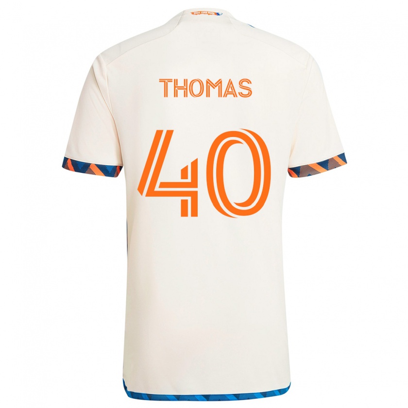 Kandiny Niño Camiseta Kai Thomas #40 Blanco Naranja 2ª Equipación 2024/25 La Camisa