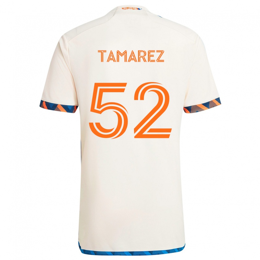 Kandiny Kinderen Lucas Tamarez #52 Wit Oranje Uitshirt Uittenue 2024/25 T-Shirt België