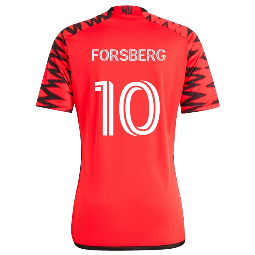 Kandiny Bambino Maglia Emil Forsberg #10 Rosso Nero Bianco Kit Gara Away 2024/25 Maglietta