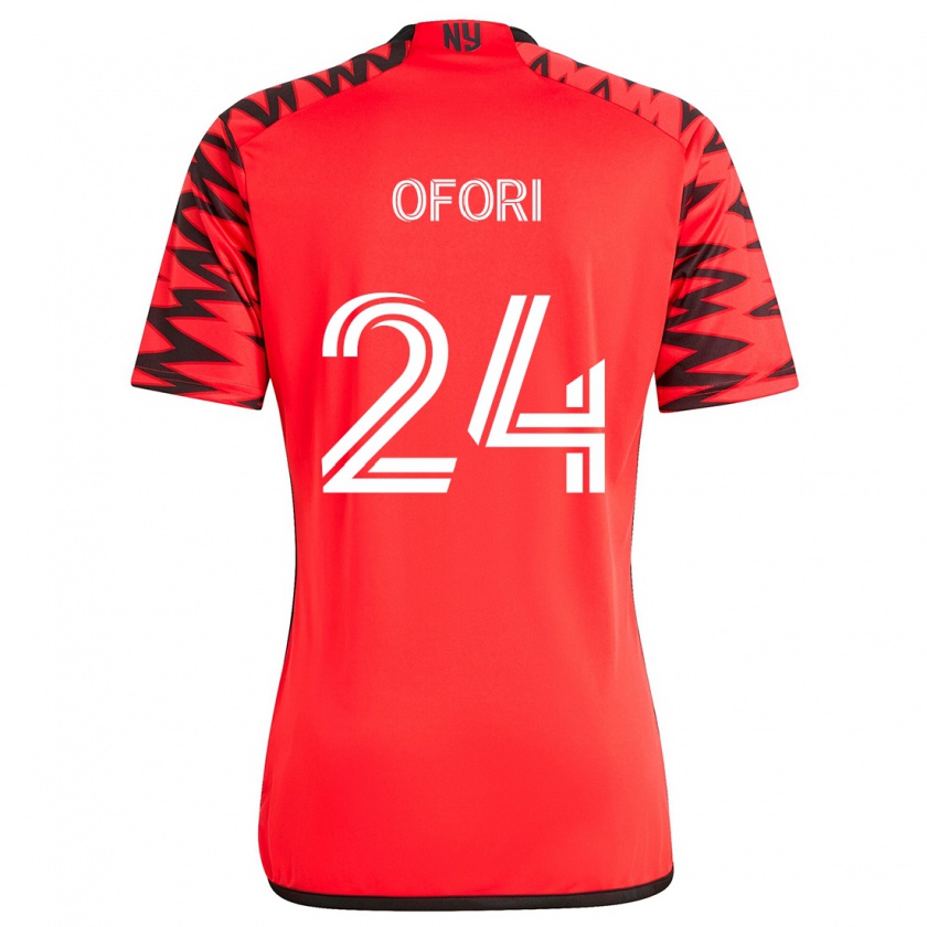 Kandiny Bambino Maglia Curtis Ofori #24 Rosso Nero Bianco Kit Gara Away 2024/25 Maglietta