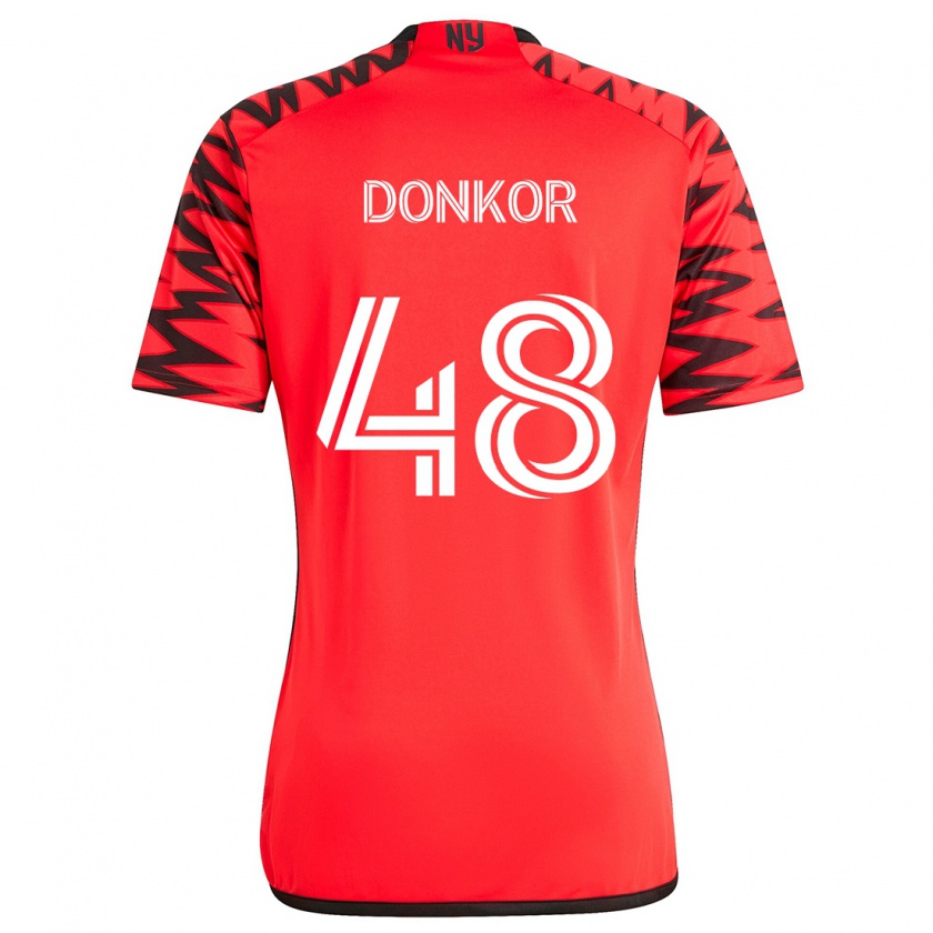 Kandiny Kinderen Ronald Donkor #48 Rood Zwart Wit Uitshirt Uittenue 2024/25 T-Shirt