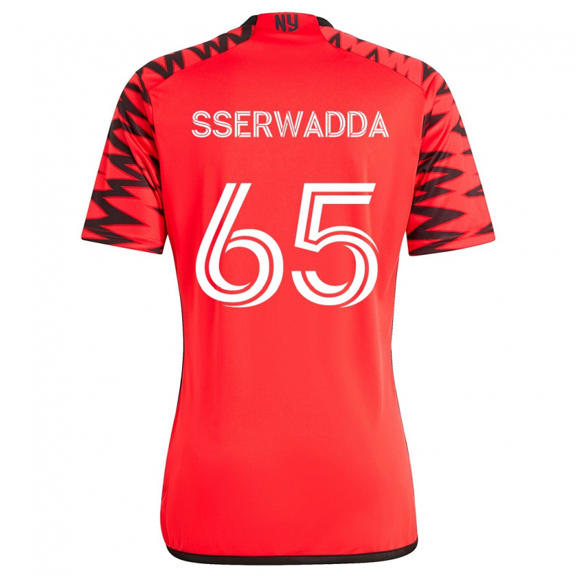 Kandiny Kinderen Steven Sserwadda #65 Rood Zwart Wit Uitshirt Uittenue 2024/25 T-Shirt