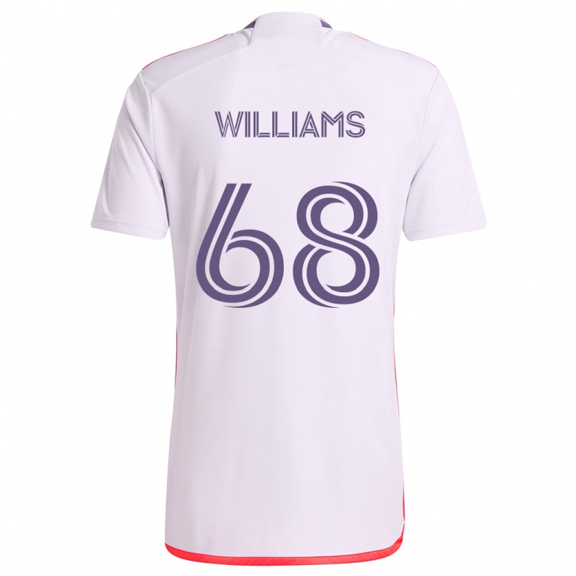 Kandiny Bambino Maglia Thomas Williams #68 Bianco Rosso Viola Kit Gara Away 2024/25 Maglietta