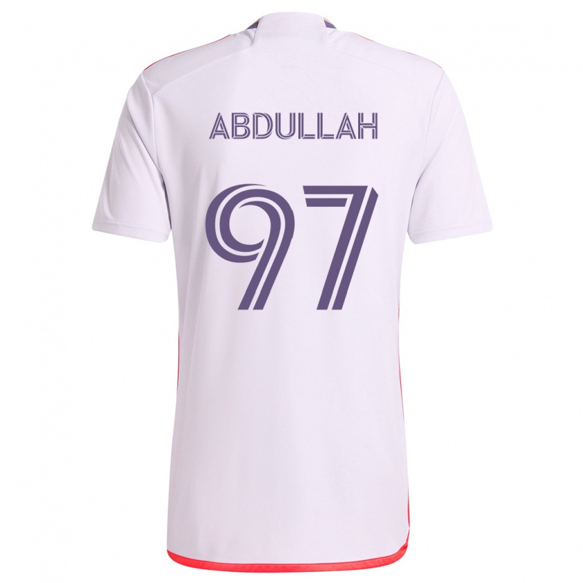 Kandiny Bambino Maglia Majed Abdullah #97 Bianco Rosso Viola Kit Gara Away 2024/25 Maglietta