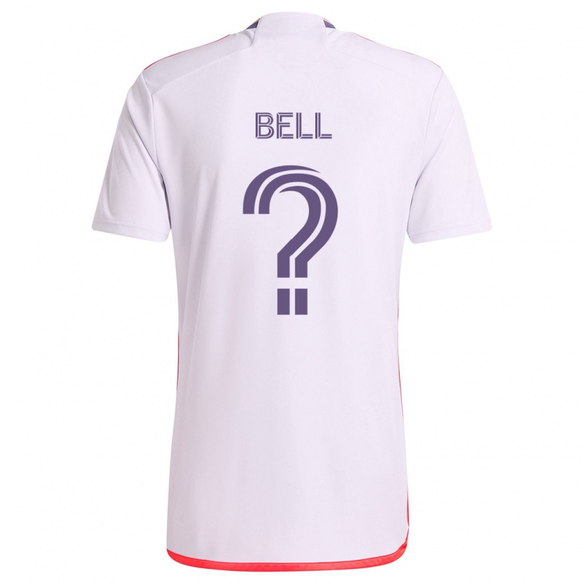 Kandiny Bambino Maglia Dominic Bell #0 Bianco Rosso Viola Kit Gara Away 2024/25 Maglietta