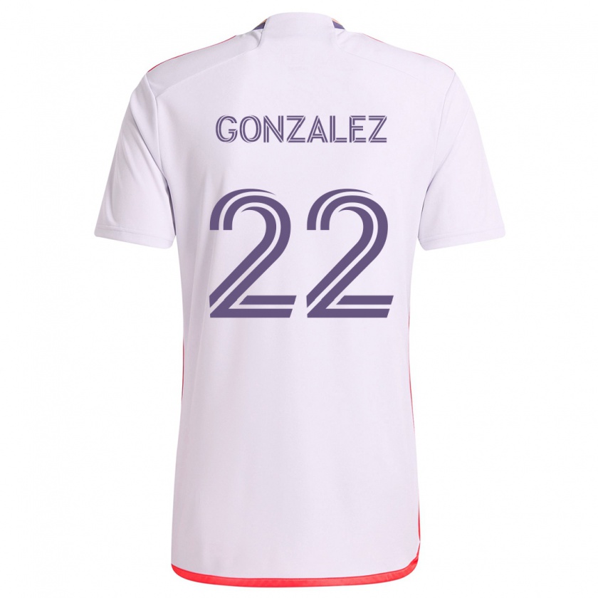 Kandiny Kinderen Gastón González #22 Wit Rood Paars Uitshirt Uittenue 2024/25 T-Shirt België