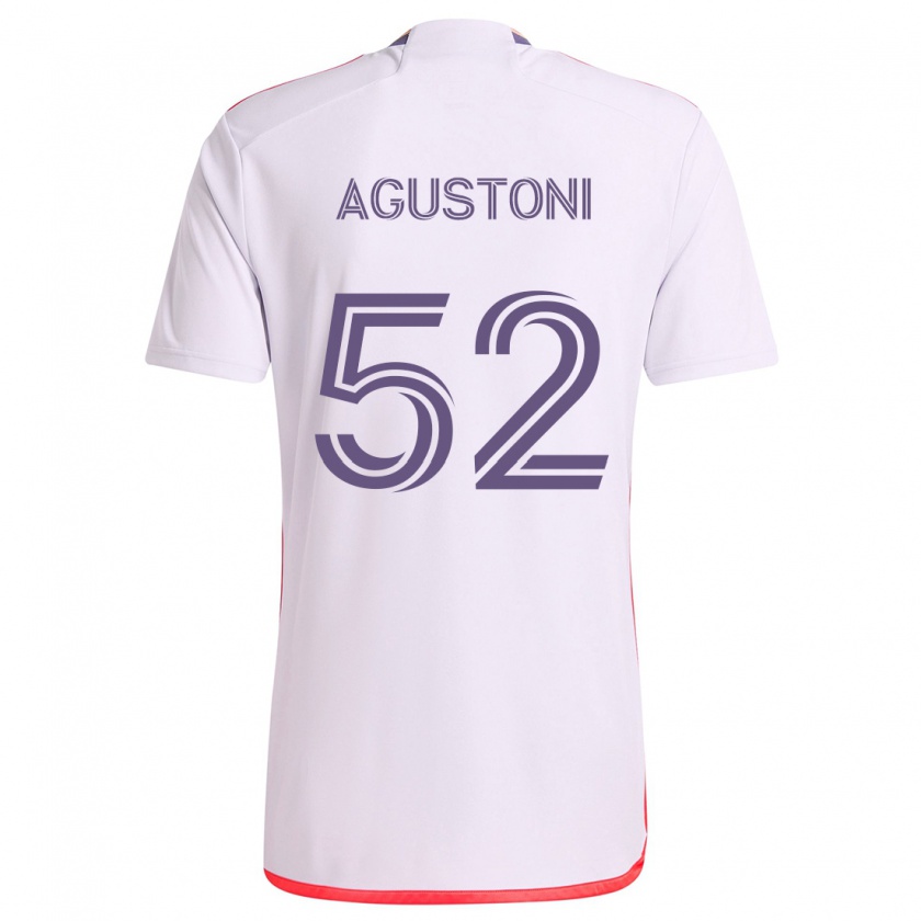 Kandiny Bambino Maglia Gonzalo Agustoni #52 Bianco Rosso Viola Kit Gara Away 2024/25 Maglietta