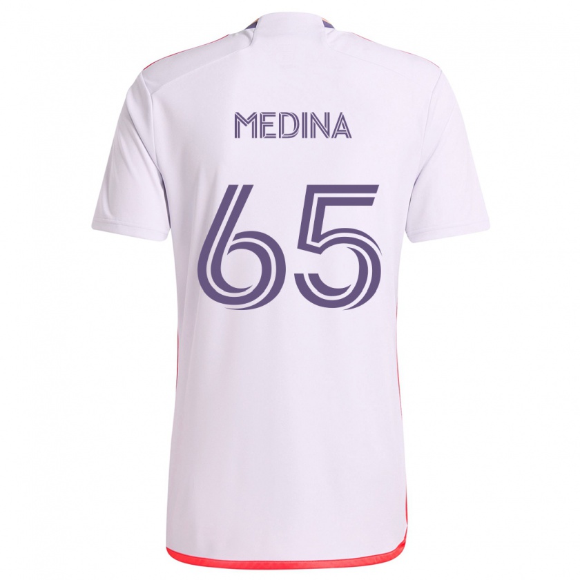 Kandiny Kinderen Cristian Medina #65 Wit Rood Paars Uitshirt Uittenue 2024/25 T-Shirt België