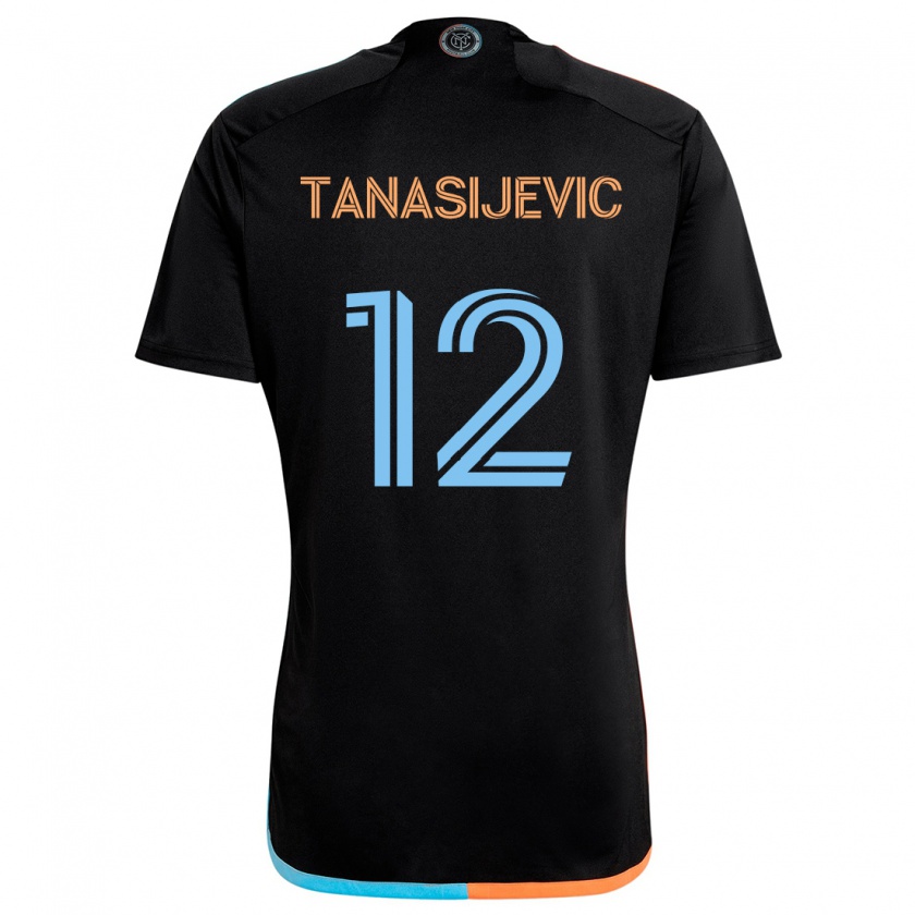 Kandiny Niño Camiseta Strahinja Tanasijevic #12 Negro Naranja Azul 2ª Equipación 2024/25 La Camisa