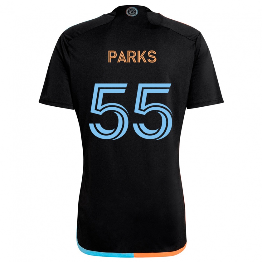 Kandiny Niño Camiseta Keaton Parks #55 Negro Naranja Azul 2ª Equipación 2024/25 La Camisa