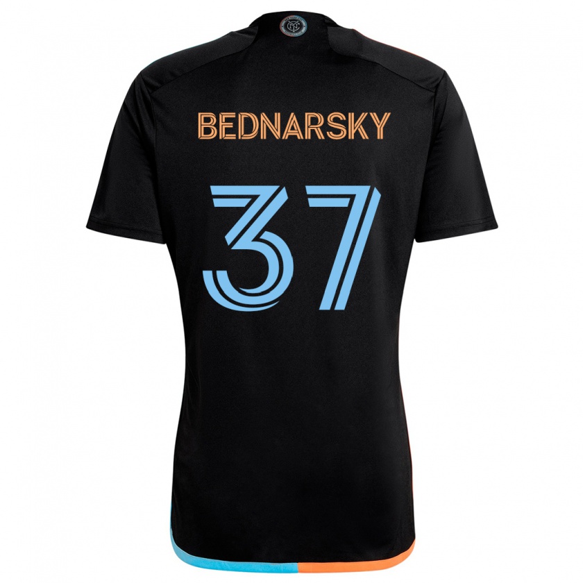 Kandiny Bambino Maglia Stevo Bednarsky #37 Nero Arancione Blu Kit Gara Away 2024/25 Maglietta