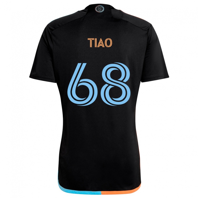 Kandiny Bambino Maglia Christopher Tiao #68 Nero Arancione Blu Kit Gara Away 2024/25 Maglietta