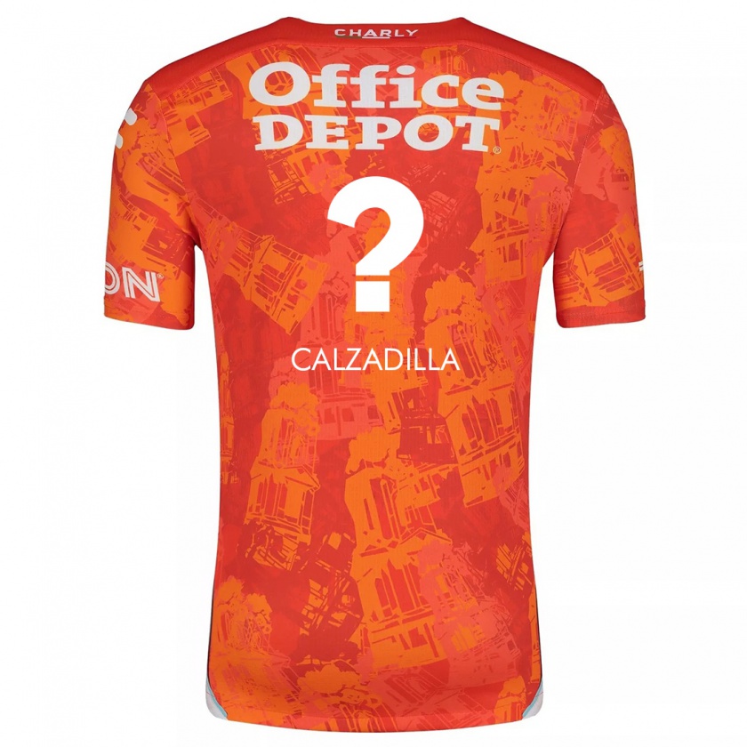 Kandiny Niño Camiseta Luis Calzadilla #0 Naranja Blanco 2ª Equipación 2024/25 La Camisa