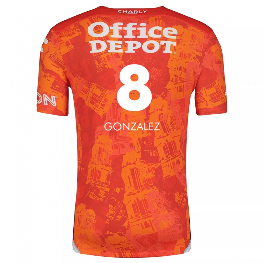 Kandiny Niño Camiseta Bryan González #8 Naranja Blanco 2ª Equipación 2024/25 La Camisa