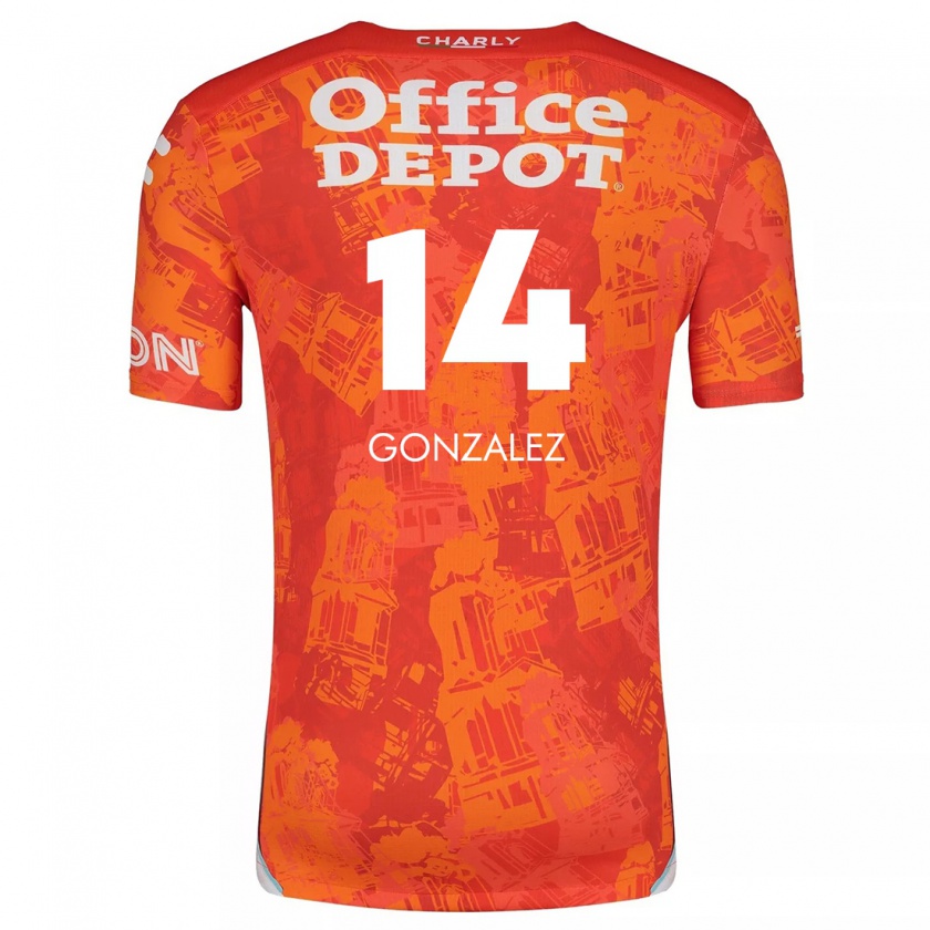 Kandiny Niño Camiseta Arturo González #14 Naranja Blanco 2ª Equipación 2024/25 La Camisa