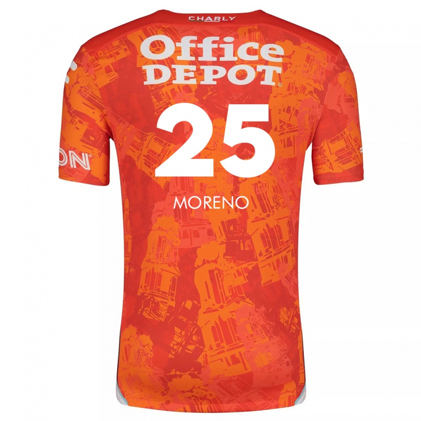 Kandiny Bambino Maglia Carlos Moreno #25 Arancione Bianco Kit Gara Away 2024/25 Maglietta