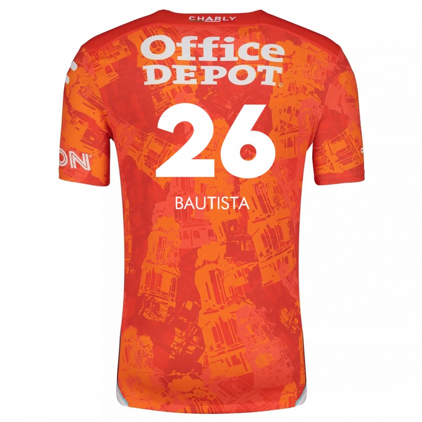 Kandiny Bambino Maglia Alán Bautista #26 Arancione Bianco Kit Gara Away 2024/25 Maglietta