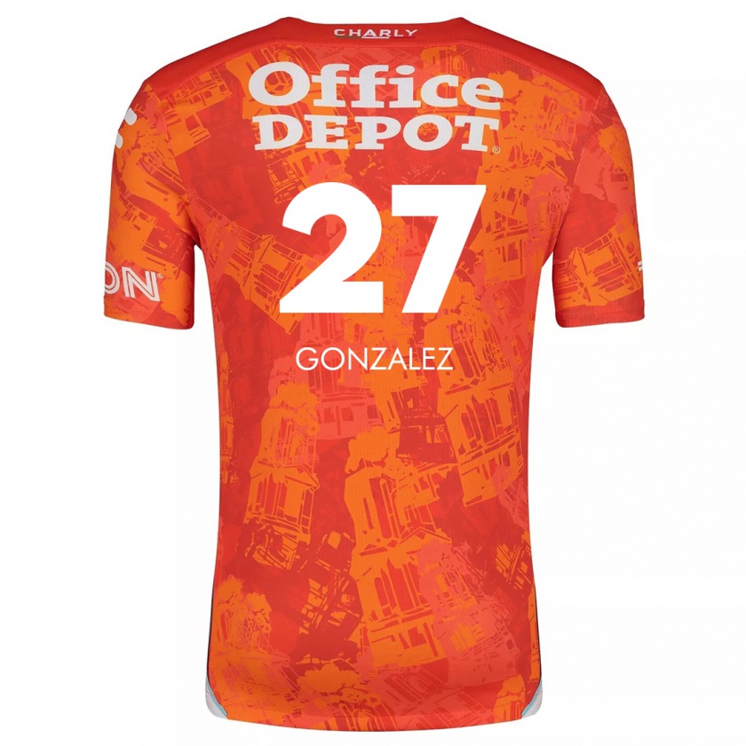 Kandiny Kinderen Owen González #27 Oranje Wit Uitshirt Uittenue 2024/25 T-Shirt