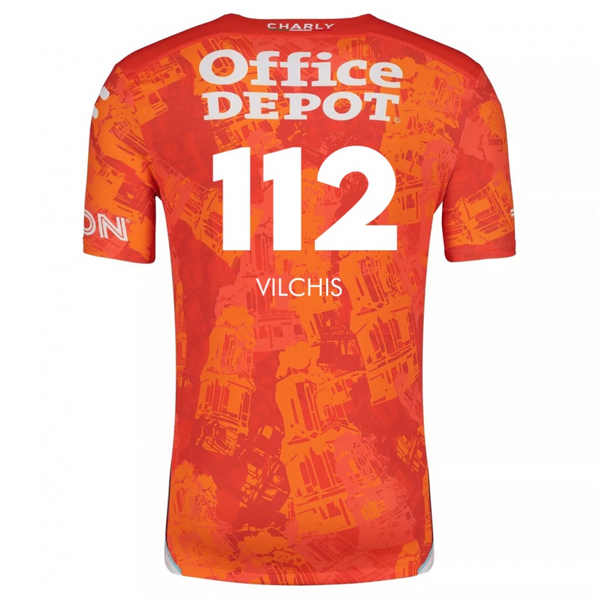 Kandiny Kinderen Leonardo Vílchis #112 Oranje Wit Uitshirt Uittenue 2024/25 T-Shirt België