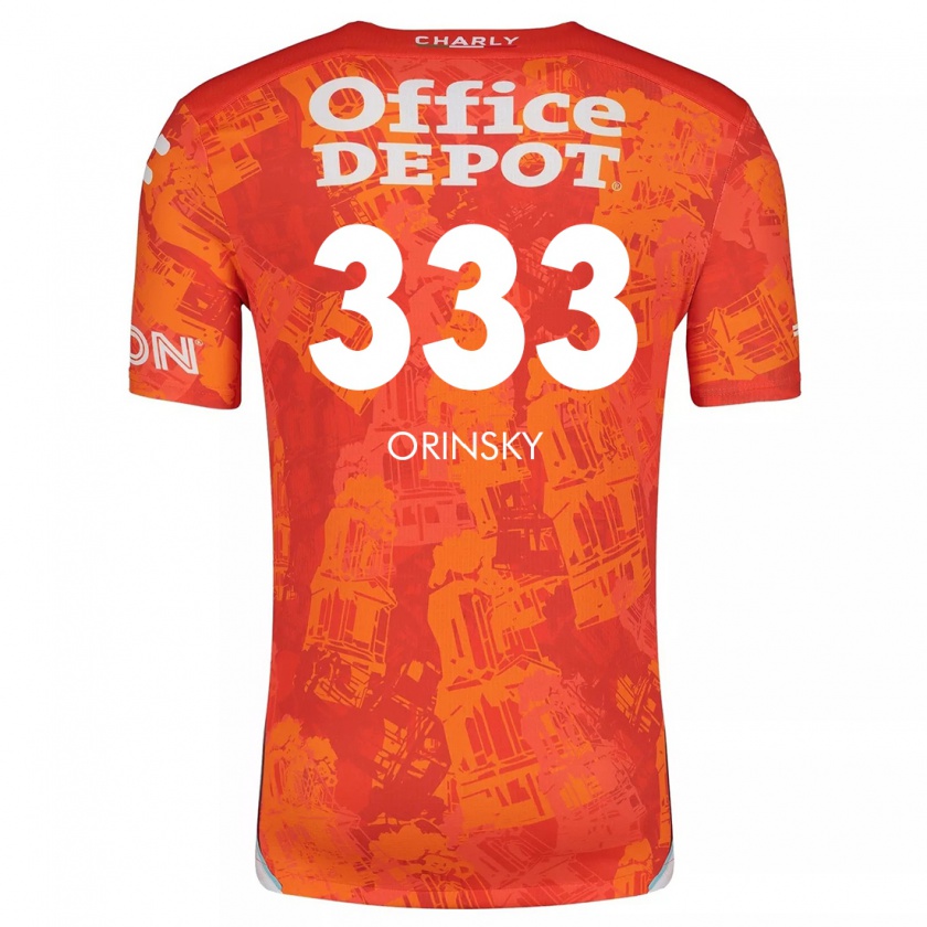 Kandiny Niño Camiseta Edson Orinsky #333 Naranja Blanco 2ª Equipación 2024/25 La Camisa