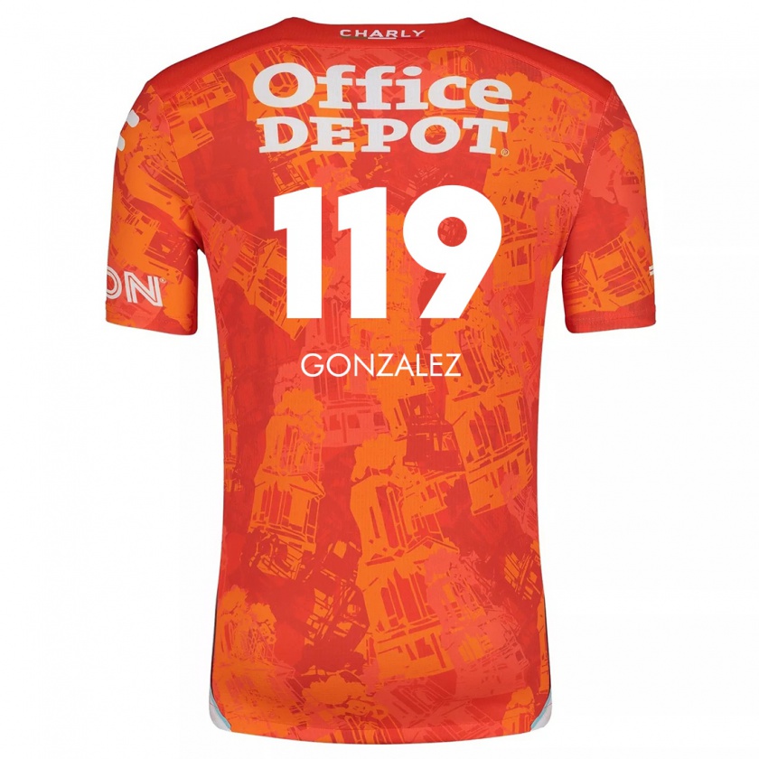 Kandiny Bambino Maglia Juan González #119 Arancione Bianco Kit Gara Away 2024/25 Maglietta