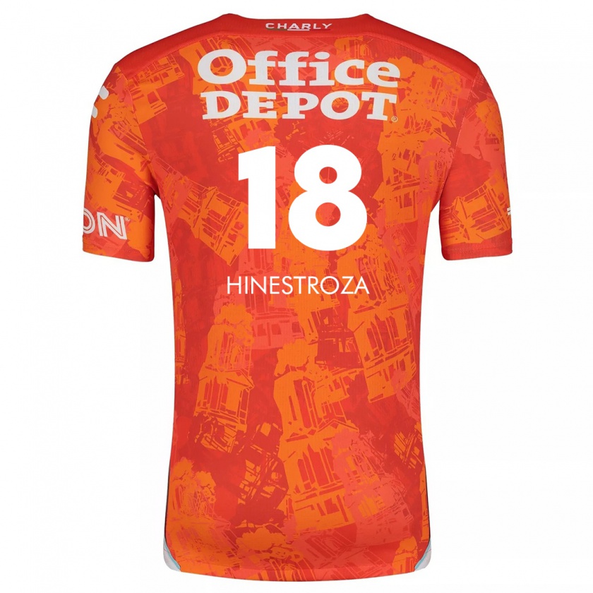 Kandiny Niño Camiseta Marino Hinestroza #18 Naranja Blanco 2ª Equipación 2024/25 La Camisa